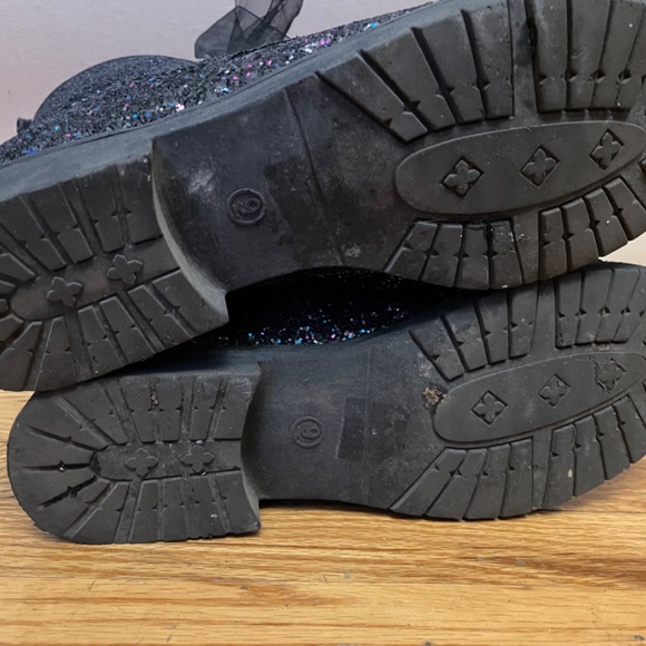 Black & Purple Glitter Combat Boots - Picture 7 of 8